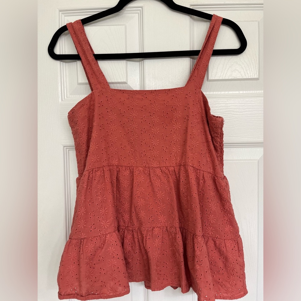 Coral Eyelet Tank Top